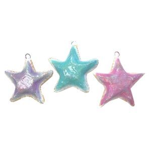 Coastal Starfish Paper Mache Ornaments Assorted Colors Set of 3